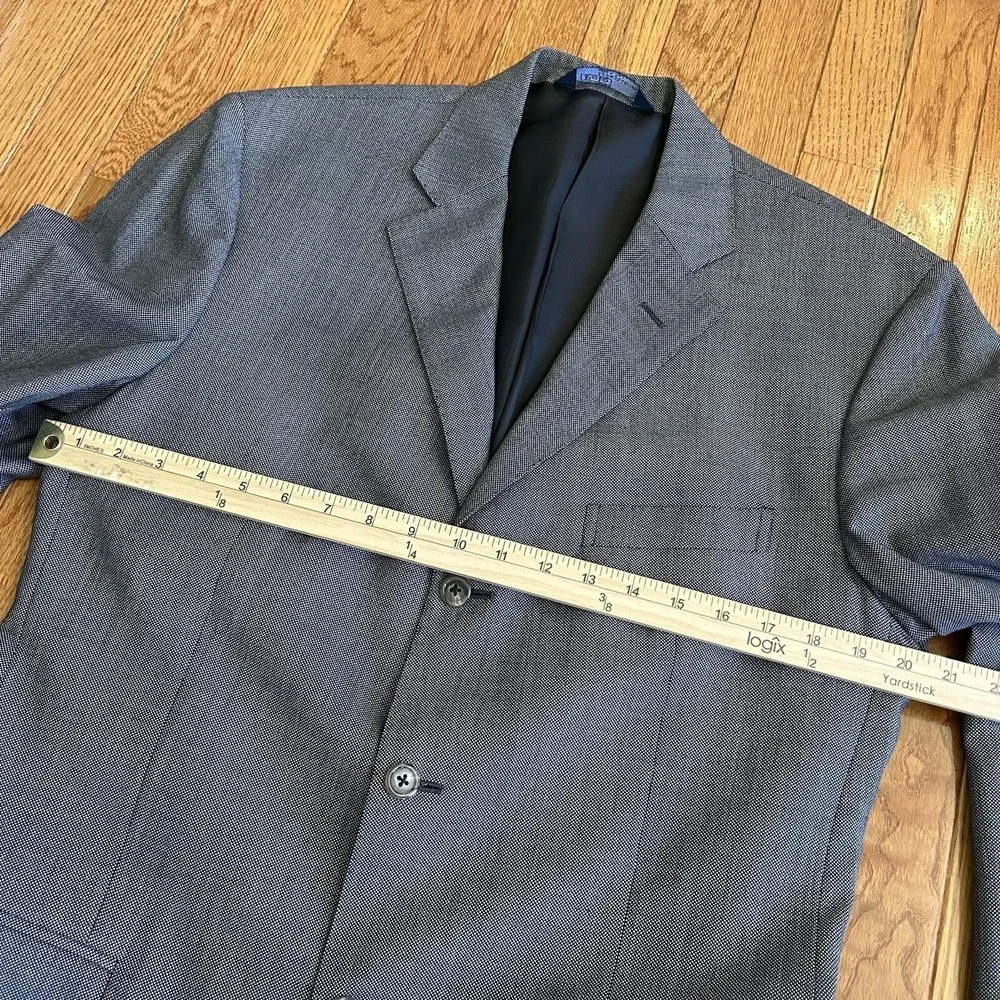 Polo‎ Ralph Lauren Blazer Men 42L Grey Virgin Wool Tuxedo Suit Made In Italy